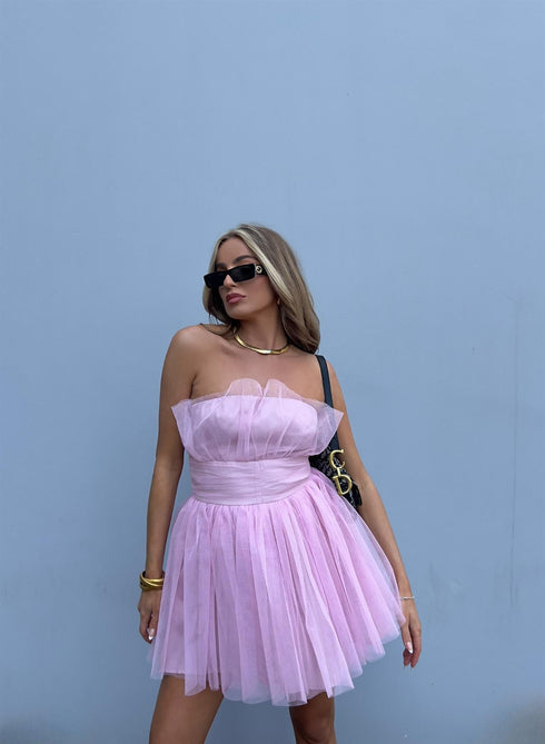 Liliana Bandeau Mini-Dress - Pretty-Pink