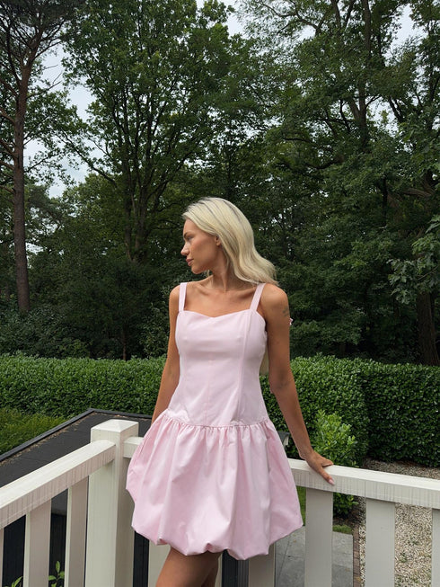 Light Pink Balloon Skirt Mini-Dress