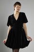 Black Velvet Short Sleeve Skater Mini Dress