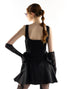 Black Square-Neck Corset Hip Peplum Mini Dress
