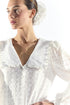 White Button Through Mini Dress with Volume Sleeve
