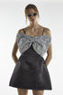 Black Silver Sequin Bow Mini-Dress