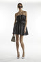 Black-Metallic Callie Gathered Bandeau Mini Dress