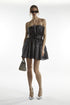 Black-Metallic Callie Gathered Bandeau Mini Dress
