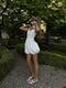 White V-Neck Skater Mini-Dress