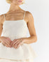 Sleeveless Mini Dress in Cream 3D Brocade