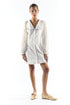 White Button Through Mini Dress with Volume Sleeve
