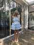 Light Blue Tiered Pleated Mini-Dress