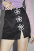 Black Flower Trim Mini-Skirt