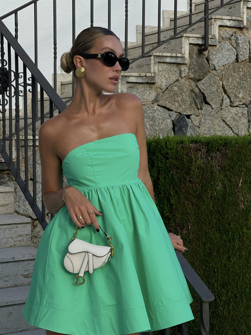 Hayden Strapless Empire-Line Mini-Dress -Bright-Green