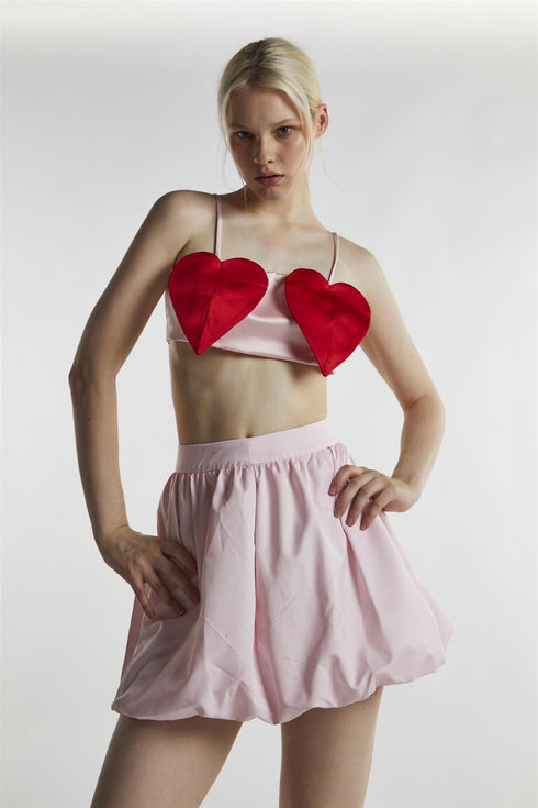 Pink-Red Heart Crop-Top