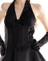 Black Halter Corset Back Bow Mini Dress