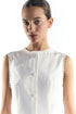 White Sleeveless Mini Shift Dress with Trim