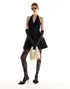 Black Halter Corset Back Bow Mini Dress