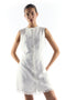 White Sleeveless Mini Shift Dress with Trim