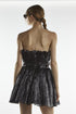 Black-Metallic Callie Gathered Bandeau Mini Dress