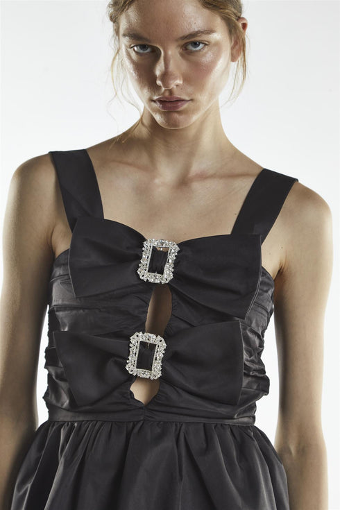 Black Diamante Buckle Mini-Dress