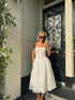 White Broderie Pleated Maxi-Dress