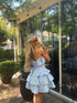 Light Blue Tiered Pleated Mini-Dress
