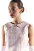 Pink Floral Brocade Collared Mini Dress with Dropped Waist