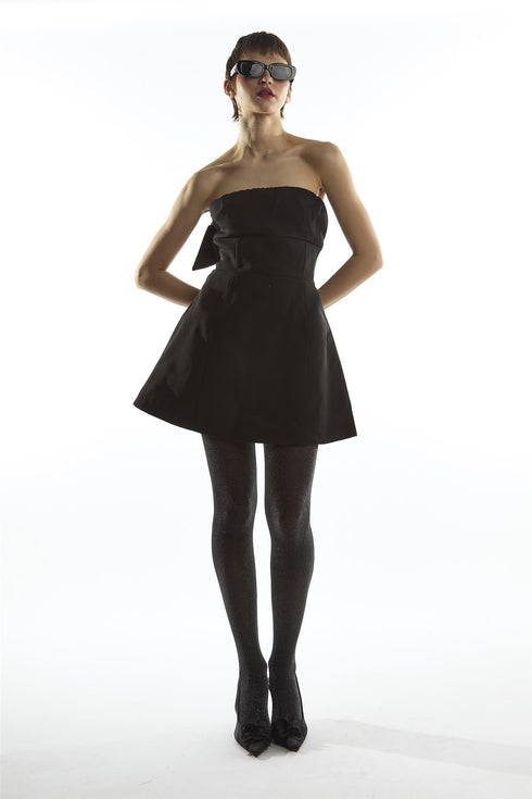 Black Bandeau Bow Mini-Dress