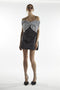 Black Silver Sequin Bow Mini-Dress