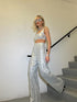 Silver-Sequin Wide-Leg Trousers