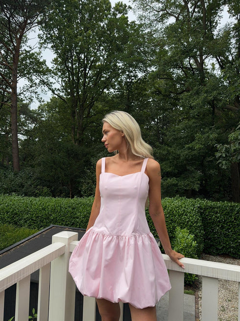 Light Pink Balloon Skirt Mini-Dress