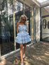Light Blue Tiered Pleated Mini-Dress