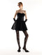 Black Trapless Ruffled Bustier Mini Dress