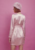 Sarah Wrap Mini Dress - Pale Pink Satin