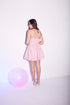 Callie Gathered Bandeau Mini Dress - Pink-Check Sequin