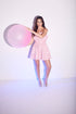Callie Gathered Bandeau Mini Dress - Pink-Check Sequin
