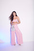 Petite Cher Co-ord Diamante Trim Crop Top - Pink Check Sequin