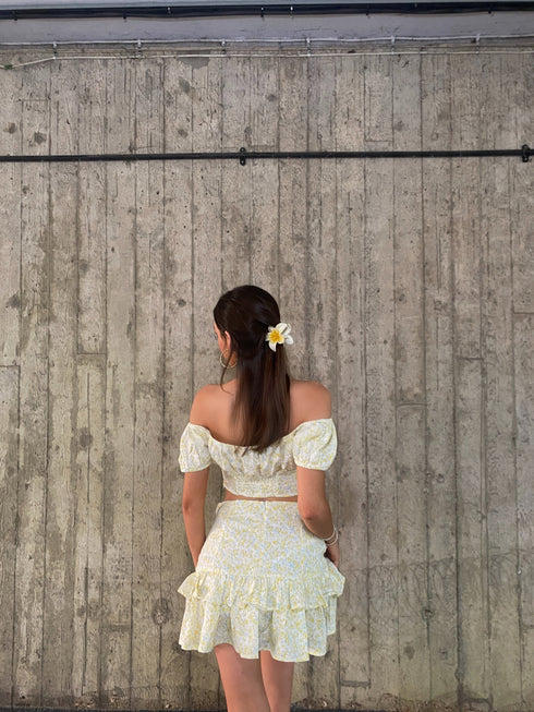 Petite Quinn Co-ord Tiered Ruffle Mini-Skirt - Yellow