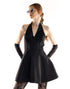 Black Halter Corset Back Bow Mini Dress