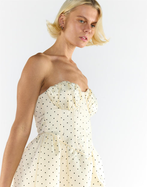 Cream Black Spot Bandeau Mini Dress