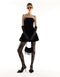 Black Velvet Strapless Drop-Waist Bubble Dress