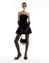 Black Velvet Strapless Drop-Waist Bubble Dress