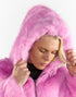 Hooded faux fur jacket in Candy Pink