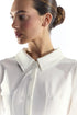 Trinity White Colour Button Through Pleated Short Sleeve Dress
