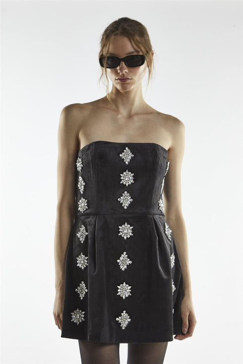 Black Bandeau Embellishment Mini-Dress