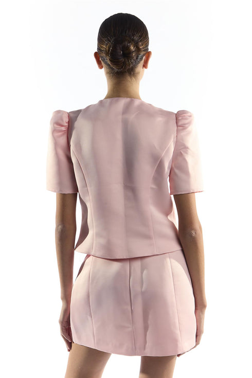 Light Pink Button Through Structured Blouse
