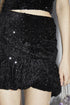Black Velvet-Sequin Puffball Mini-Skirt