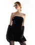 Black Velvet Strapless Drop-Waist Bubble Dress