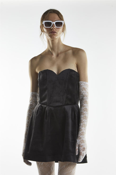 Black Bandeau Sweetheart Mini-Dress