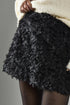 Black-3D-Flower Textured Mini-Skirts