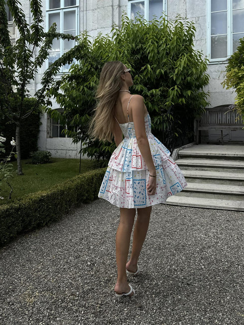 Patchwork-Picnic Floral Skater Mini-Dress