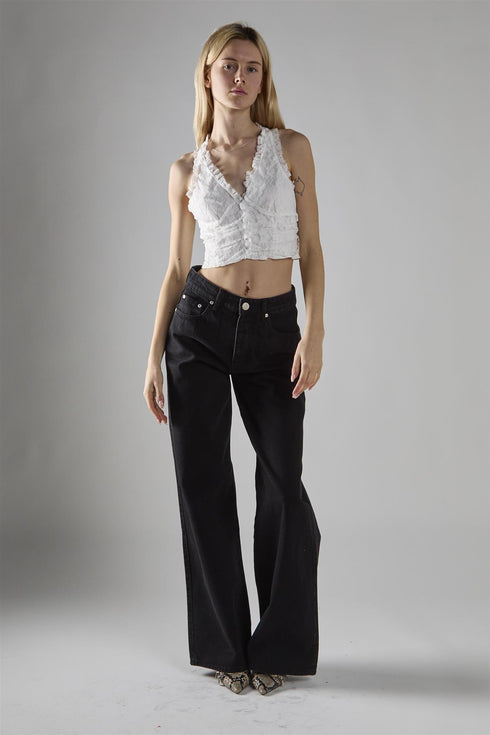 Tank Cropped Top - Off White Lace