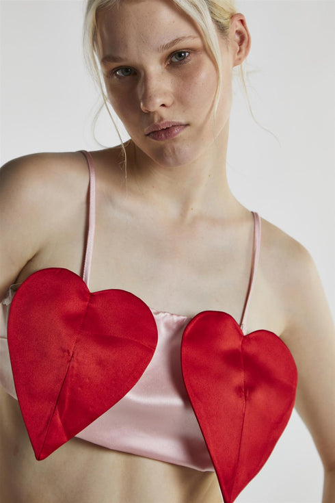 Pink-Red Heart Crop-Top